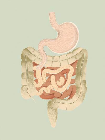 Een darmillustratie voor een slechte spijsvertering