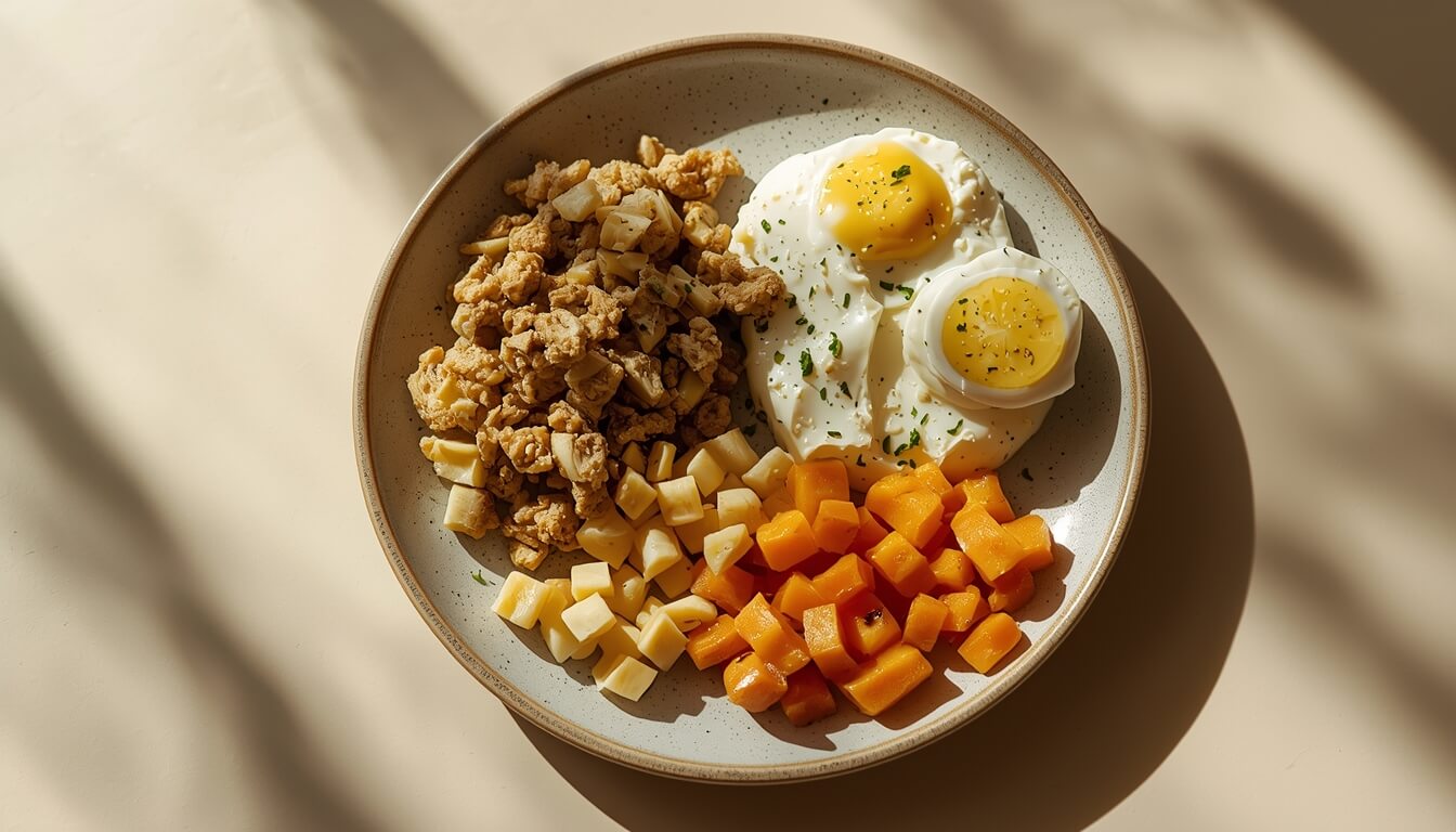 bord gezonde eiwitten, vetten en vezels om af te vallen