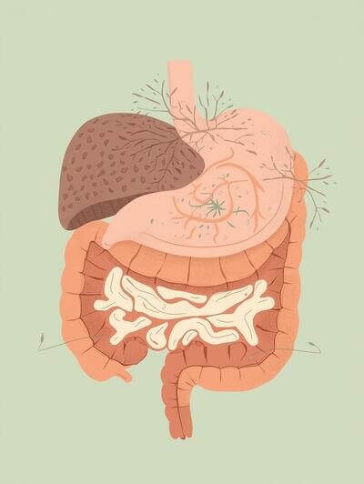 illustratie van een opgeblazen buik.